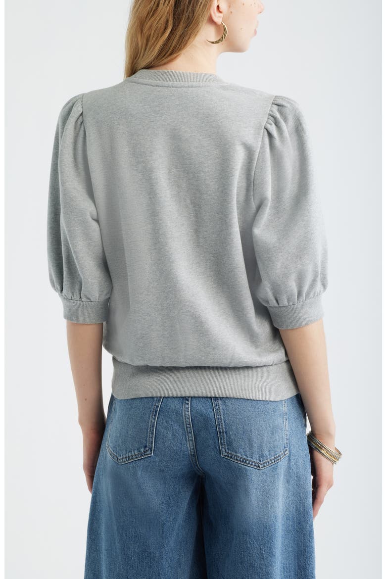 Embroidered Puff Sleeve Sweatshirt, Alternate, color, GREY HEATHER EMBROIDERY