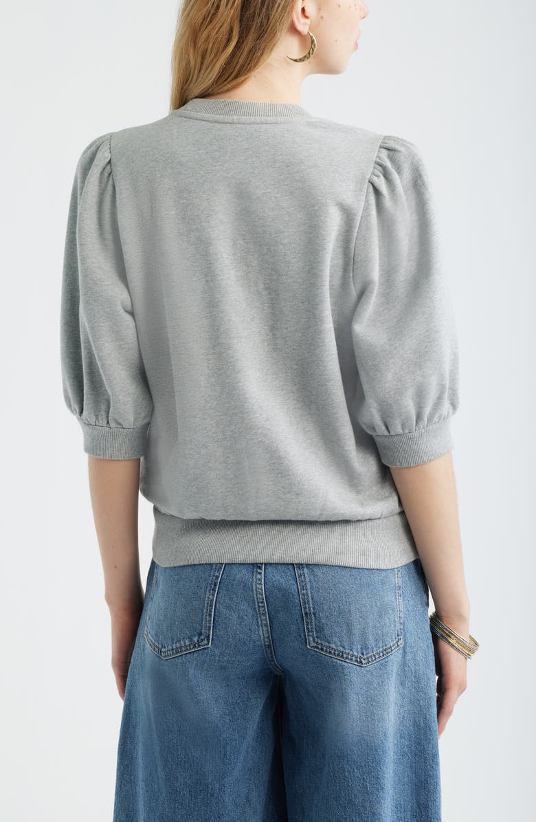 Treasure & Bond Embroidered Puff Sleeve Sweatshirt, Alternate, color, Grey Heather Embroidery