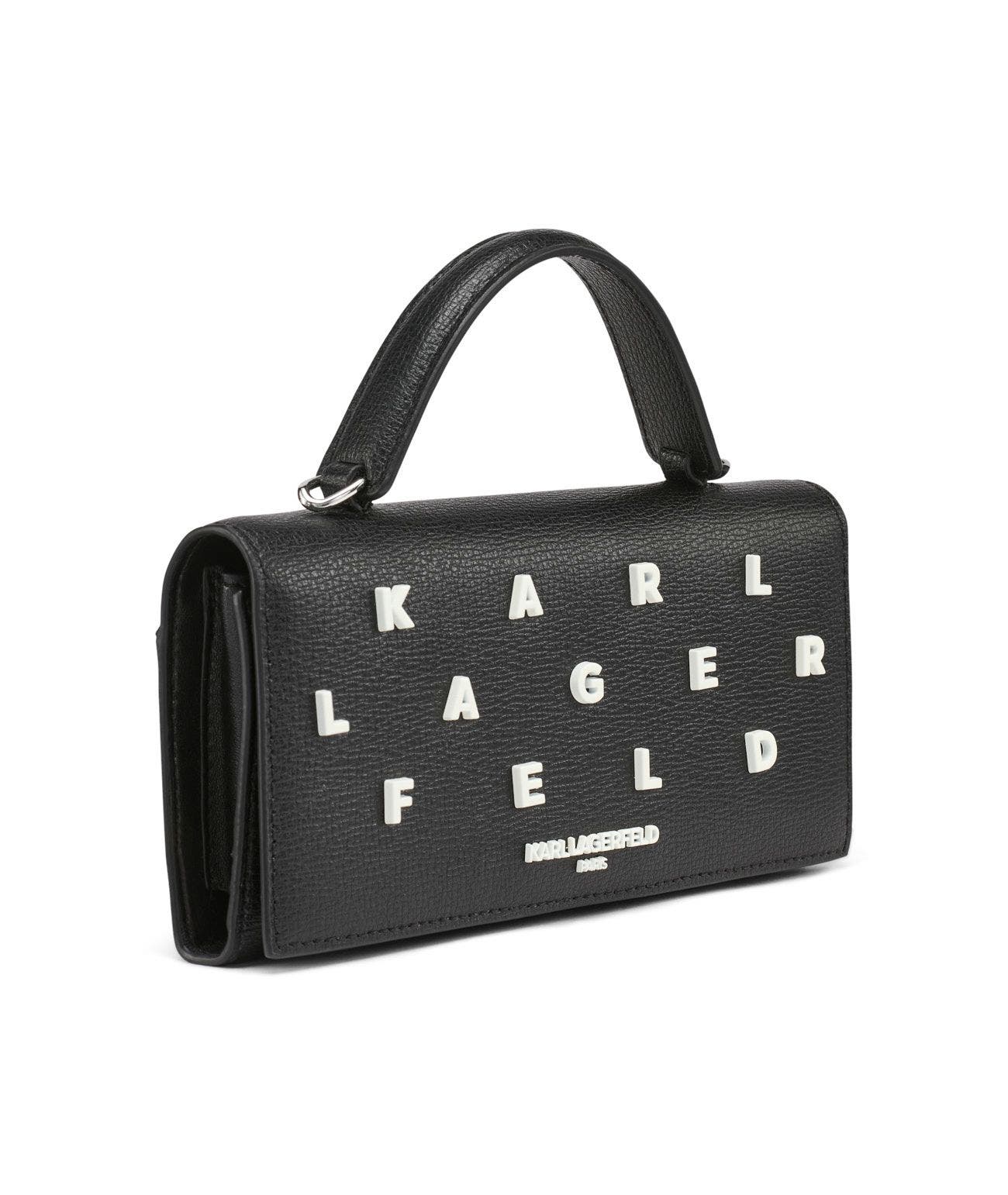 KARL LAGERFELD PARIS Jaqueline Wallet on Chain, Alternate, color, Black/White