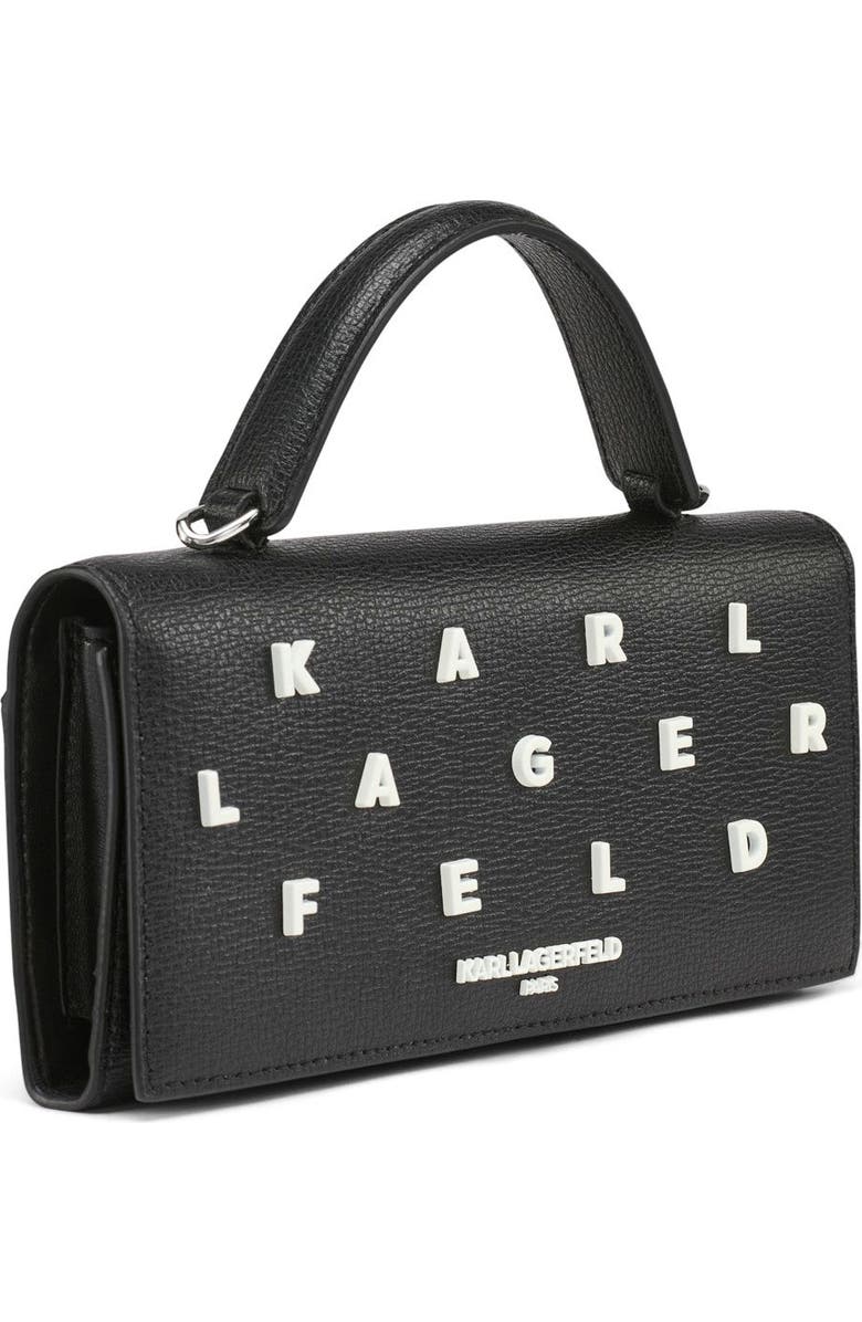 KARL LAGERFELD PARIS Jaqueline Wallet on Chain, Alternate, color, Black/White