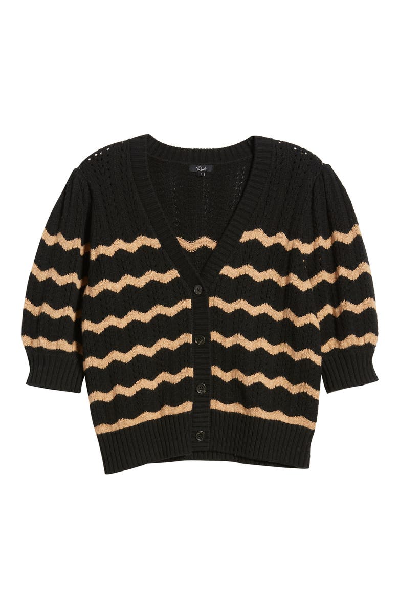 Isla Stripe Cardigan, Alternate, color, BLACK CAMEL STRIPE