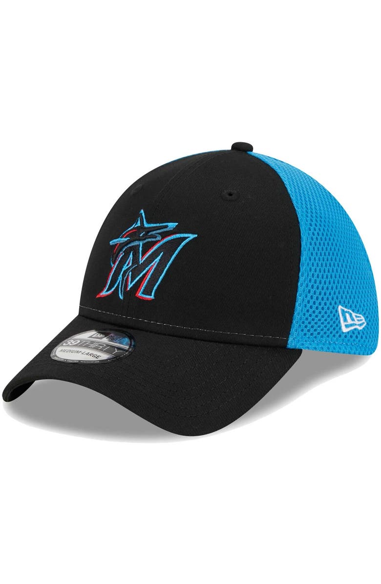New Era Men's New Era Black Miami Marlins Team Neo 39THIRTY Flex Hat, Main, color, Black