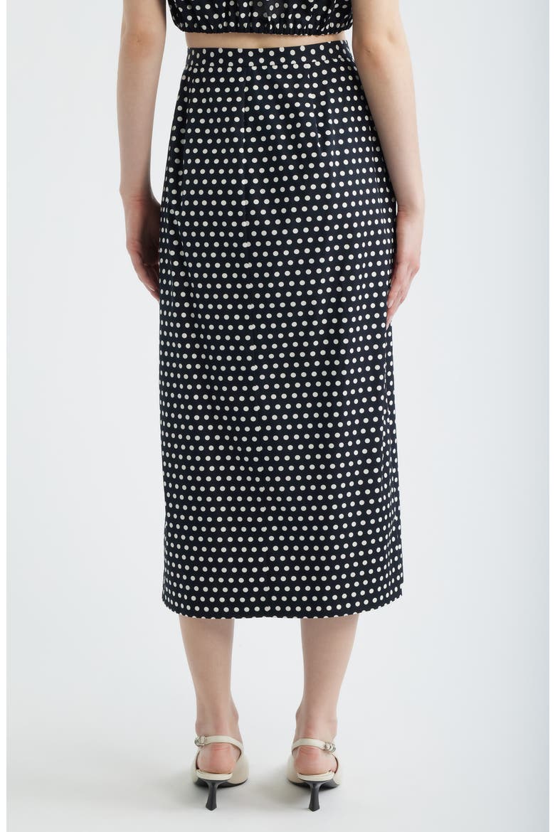 The Dot Front Button Midi Skirt, Alternate, color, BLACK MULTI