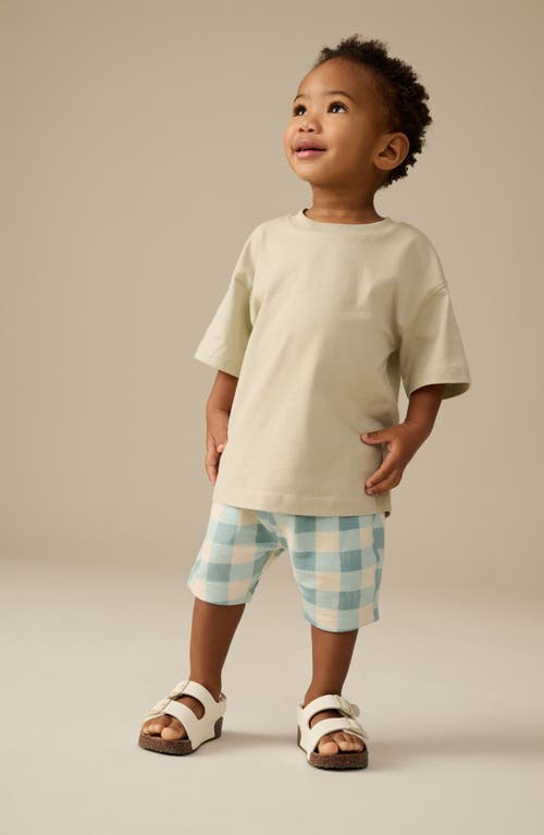 Next Kids' Gingham Cotton Jersey Drawstring Shorts In White
