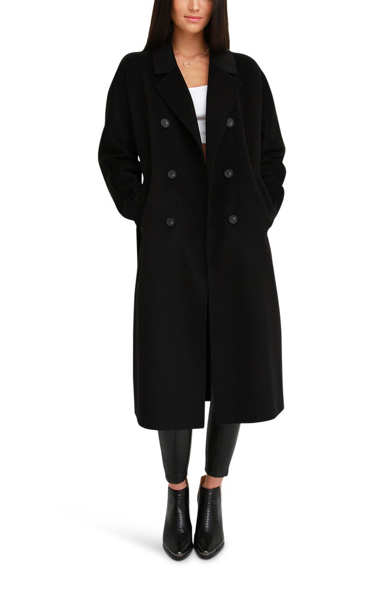 Belle & Bloom Boss Girl Double Breasted Wool Coat, Main, color, Black