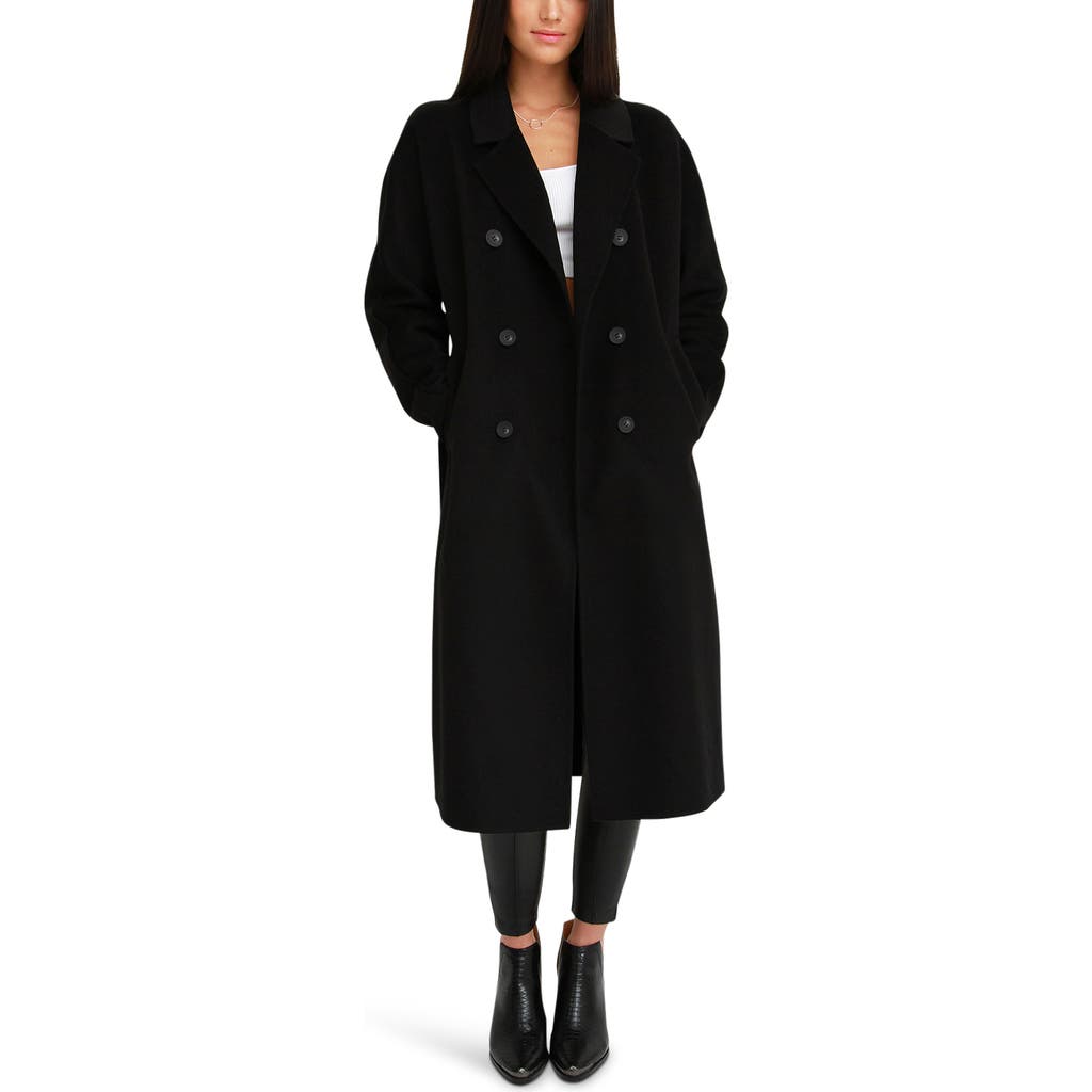 Belle & Bloom Boss Girl Double Breasted Wool Coat In Black