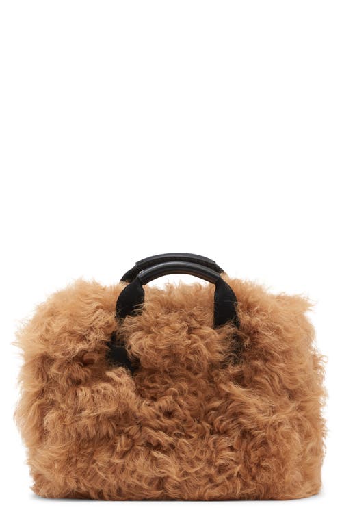 Moncler Micro Caradoc Genuine Shearling Crossbody Bag In Brown