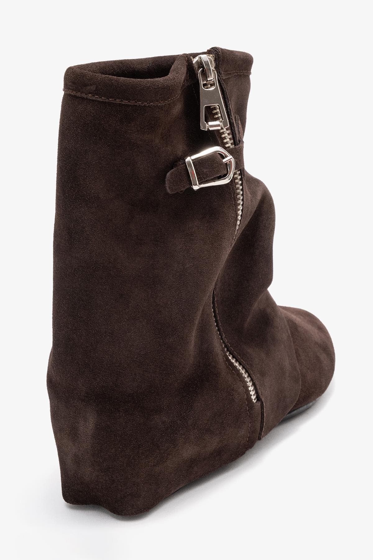 Noar Leather Zip Boot, Alternate, color, Brown Suede Leather