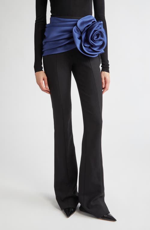 Carolina Herrera Kenny Flower-detailed Wool-blend Bootcut Pants In Black