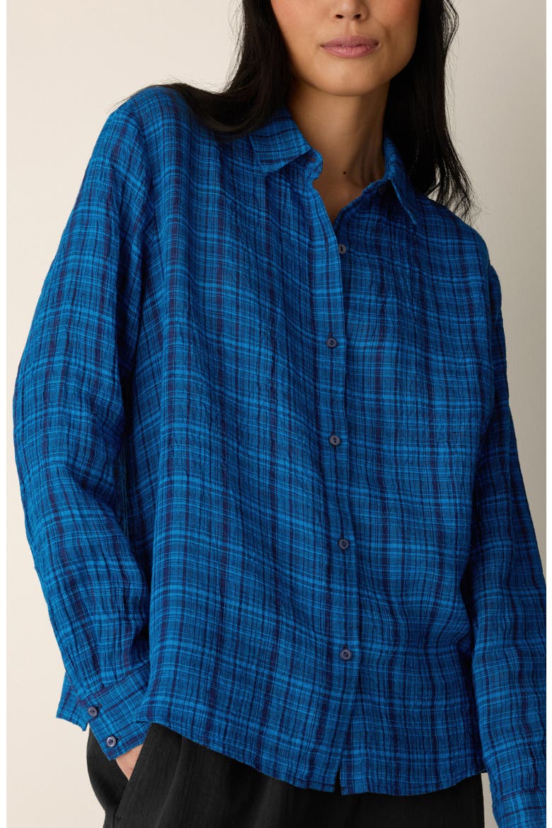 Classic Collar Organic Linen Button-Up Shirt, Alternate, color, DEEP DIVE