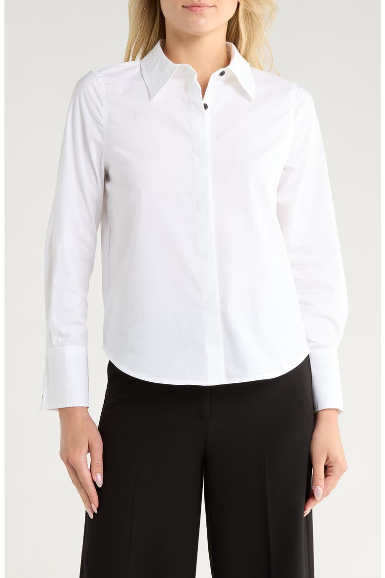 Long Sleeve Button Down Shirt, Main, color, WHITE