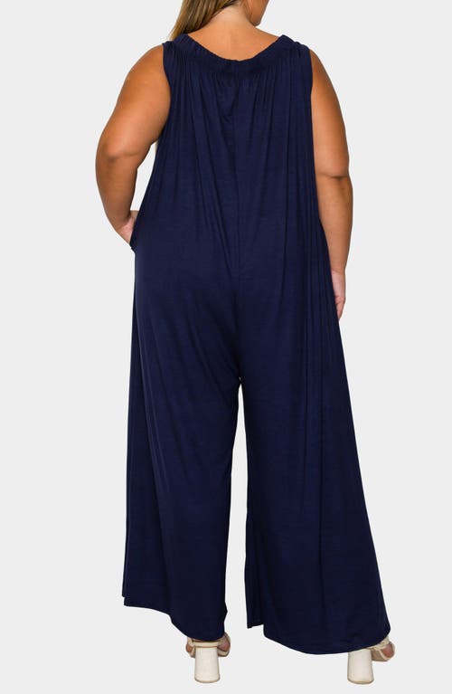L I V D Olson Pocket Wide Leg Jumpsuit In Blue