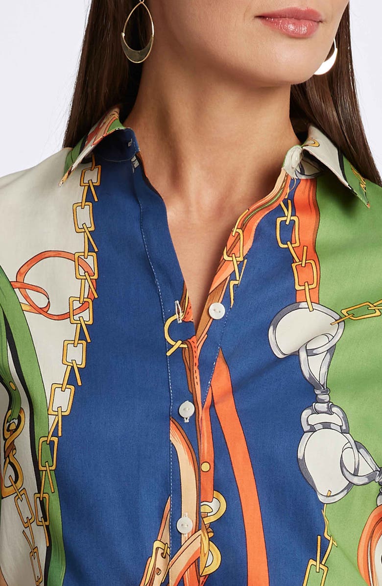 Foxcroft Rocca Chain Print Belted Long Sleeve Shirtdress, Alternate, color,