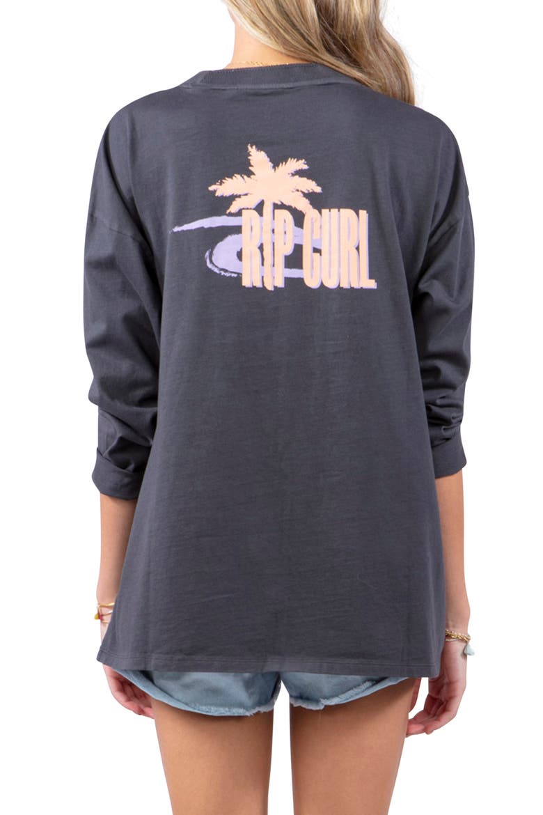 Twin Fin Long Sleeve Graphic Tee, Alternate, color, WASHED BLACK
