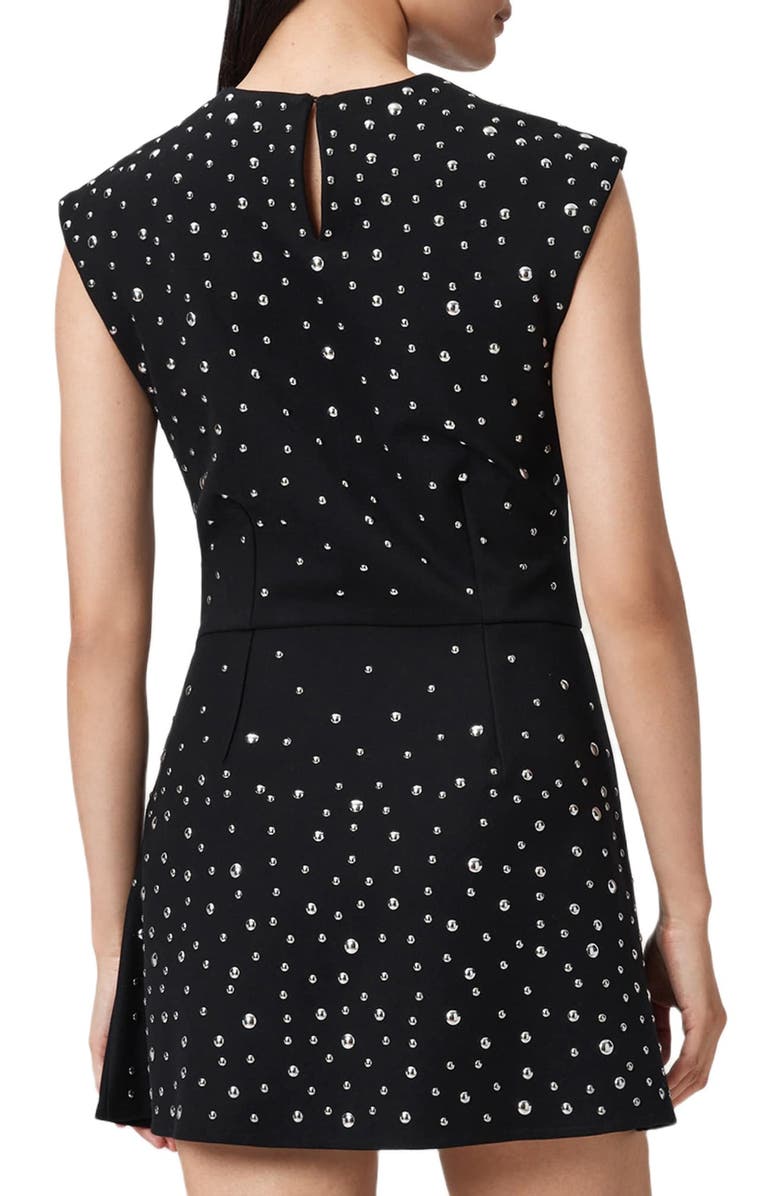 AllSaints Tamara Studded Minidress, Alternate, color, Black