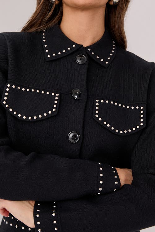 Nasty Gal Knitted Western Stud Detail Cardigan In Black