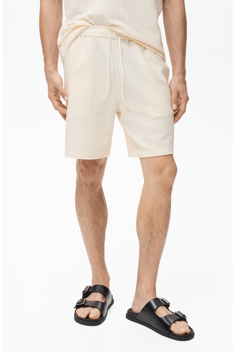 Drawstring Seersucker Shorts, Main, color, ECRU