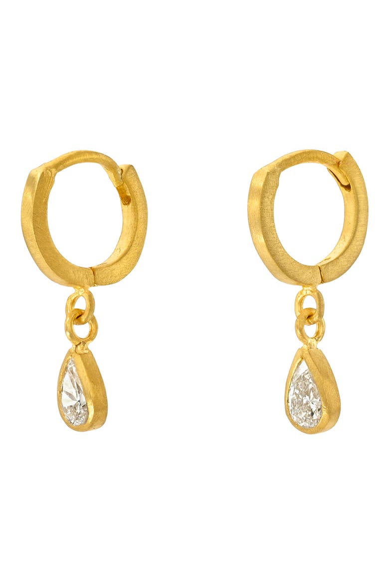 Pear Cut Diamond Fairy Hoop Drop Earrings, Alternate, color, YELLOW GOLD