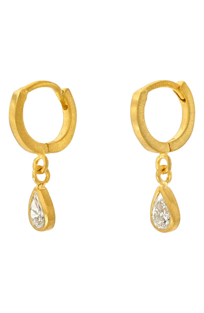 Darius Pear Cut Diamond Fairy Hoop Drop Earrings, Alternate, color, Yellow Gold