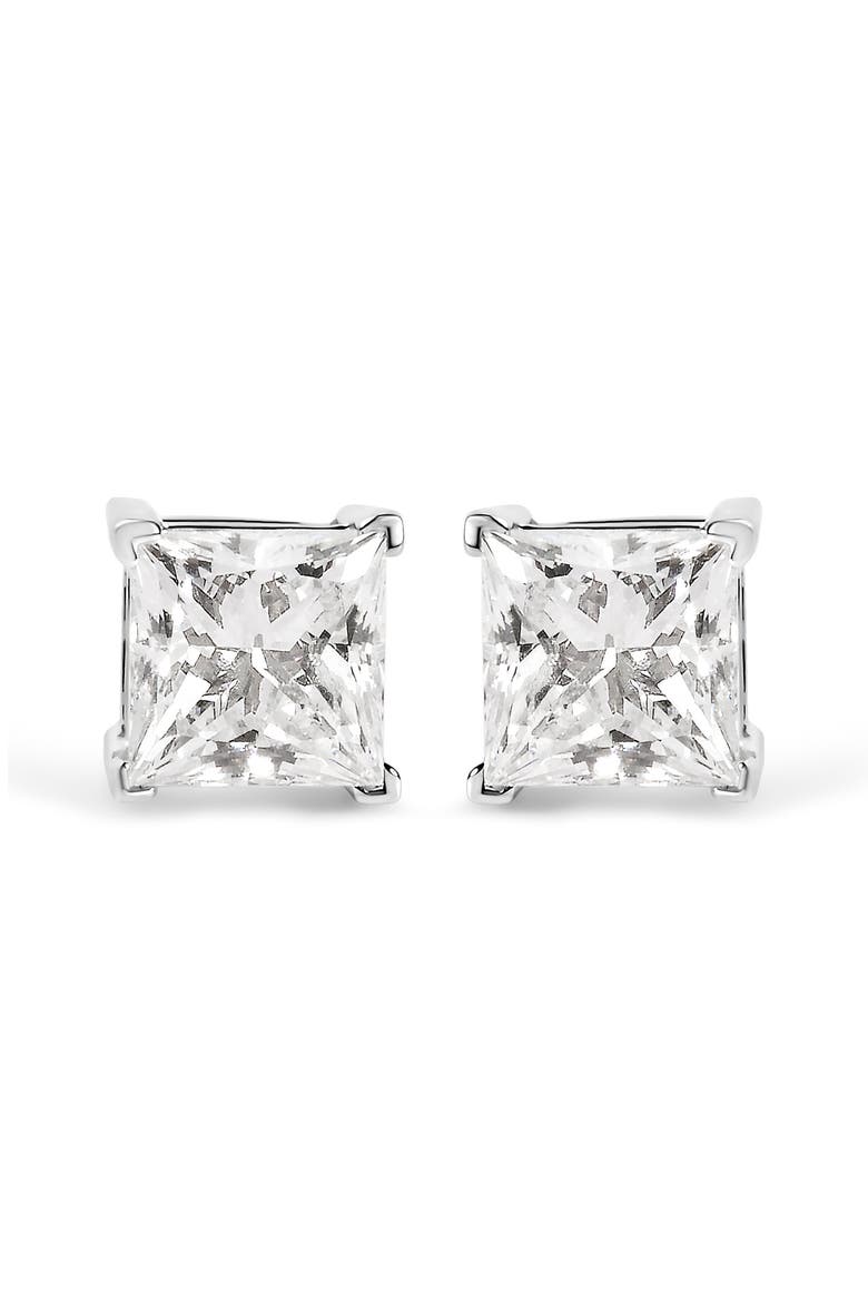 14K White Gold 1 1/2 Cttw Diamond Solitaire Stud Earrings, Main, color, White