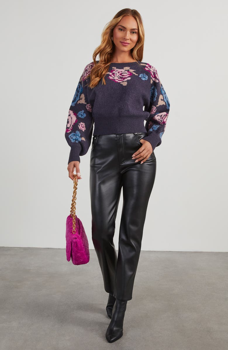 VICI Collection Zandra Floral Crop Sweater, Alternate, color, 