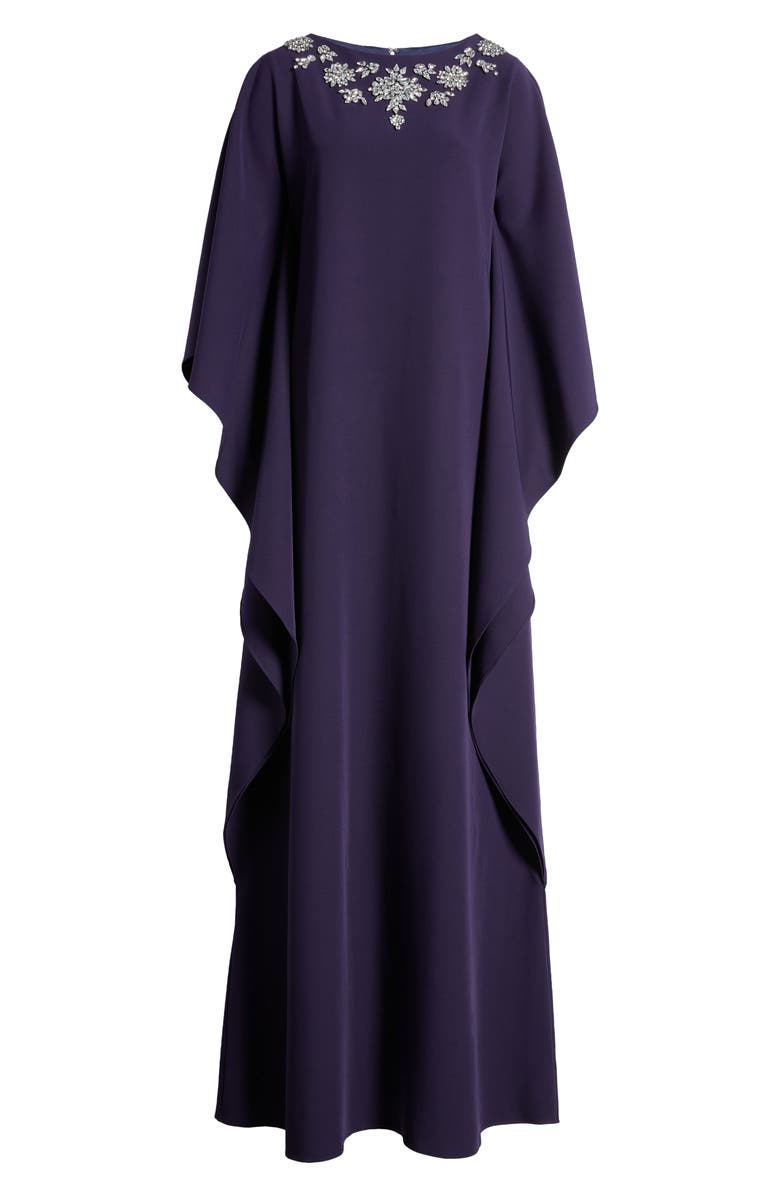 Marchesa Notte Crystal Embellished Crepe Caftan, Alternate, color,