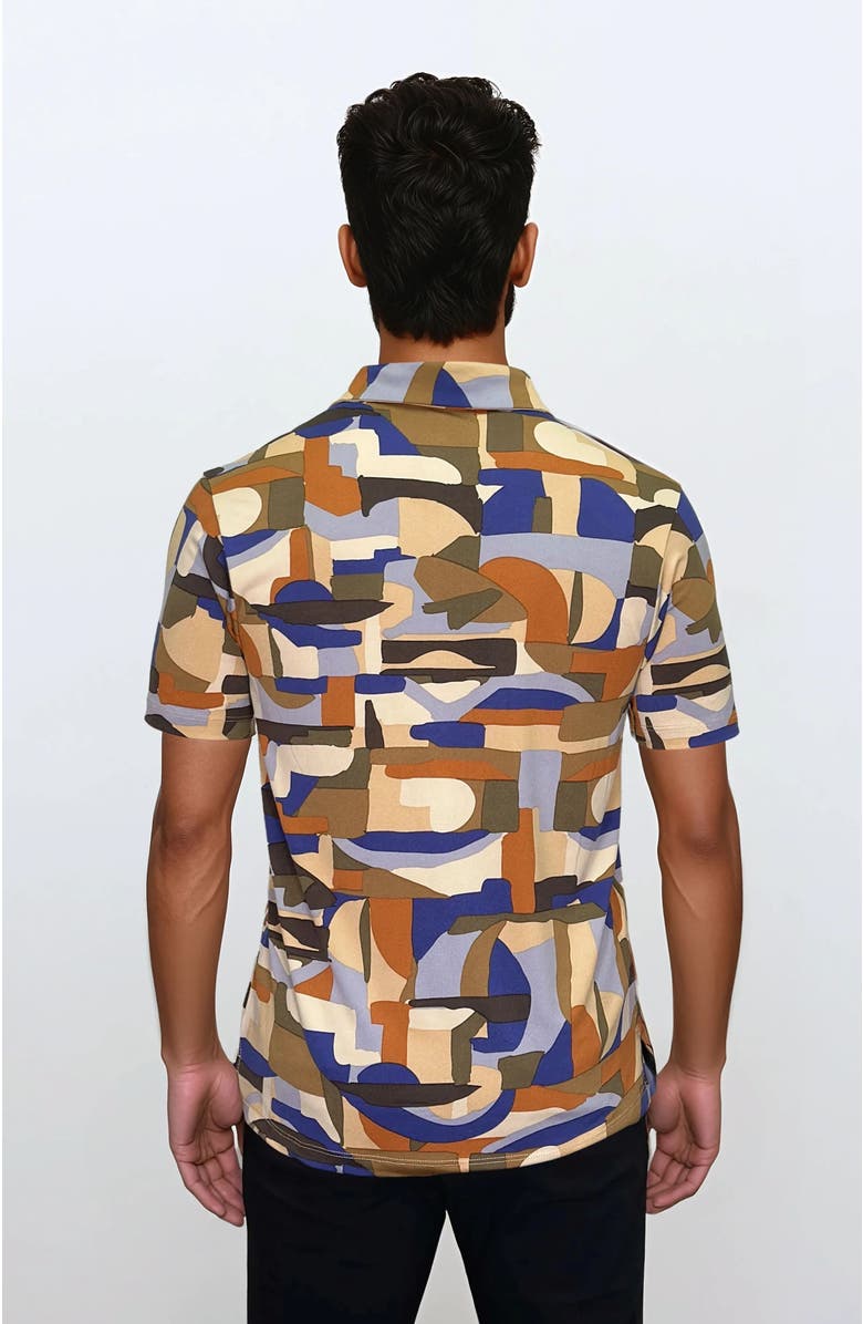 24sevenMen Wrinkle Resistant 3 Button Desert Sand Polo Shirt, Alternate, color, Orange Multi