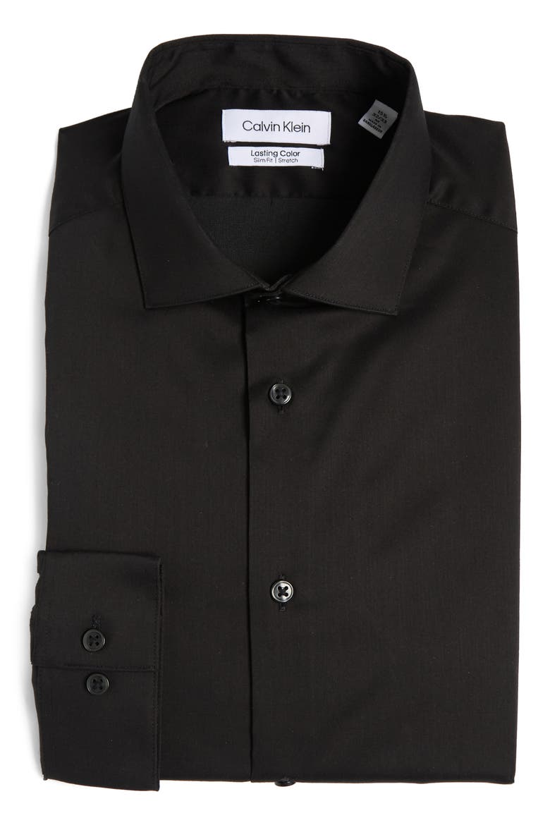 Lasting Color Slim Fit Dress Shirt, Alternate, color, BLACK