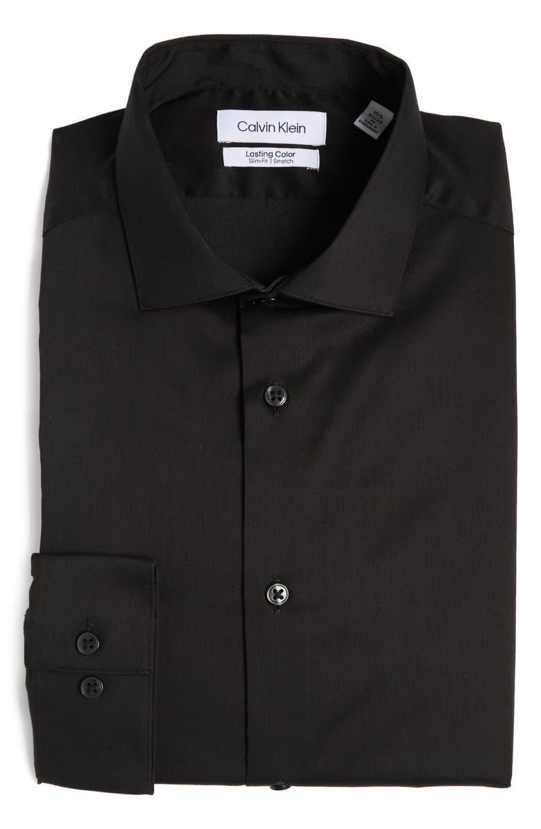 Calvin Klein Lasting Color Slim Fit Dress Shirt, Alternate, color, Black