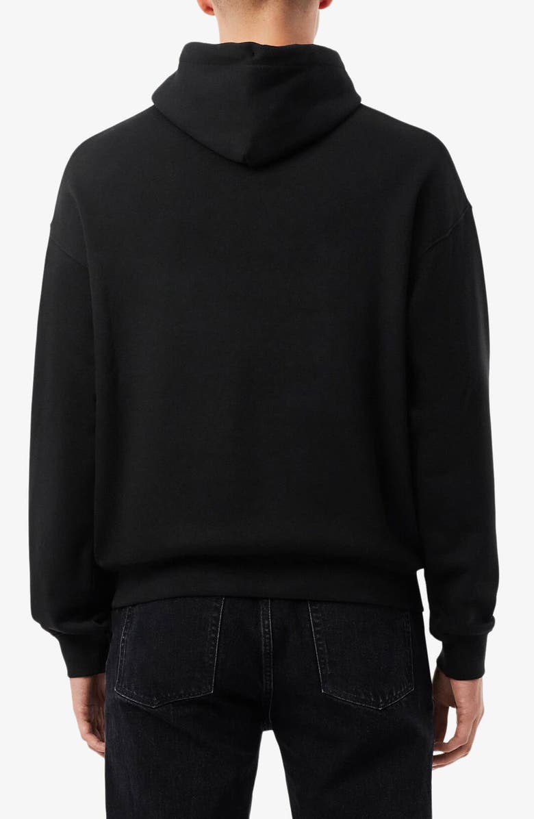 Lacoste Loose Fit Fuzzy Logo Cotton French Terry Hoodie, Alternate, color, Black