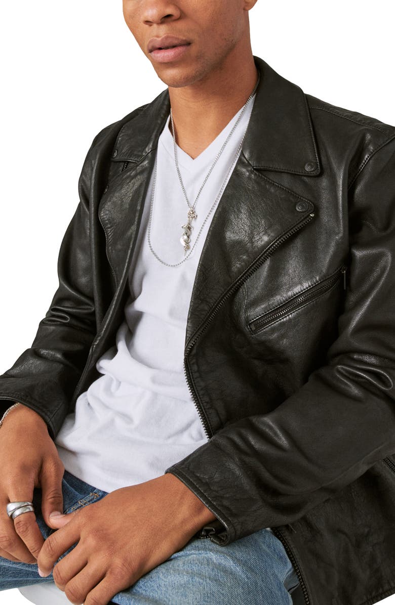 Lucky Brand Leather Moto Jacket, Alternate, color,