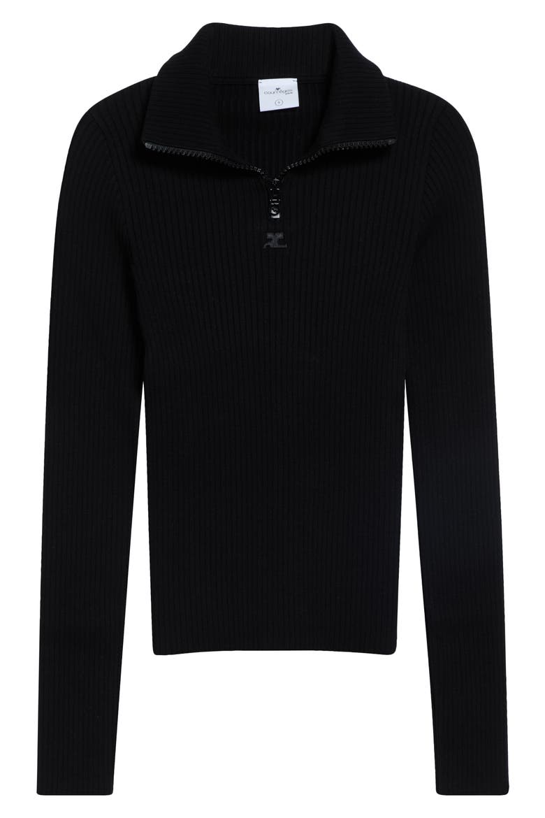 Mock Neck Half Zip Sweater, Main, color, BLACK