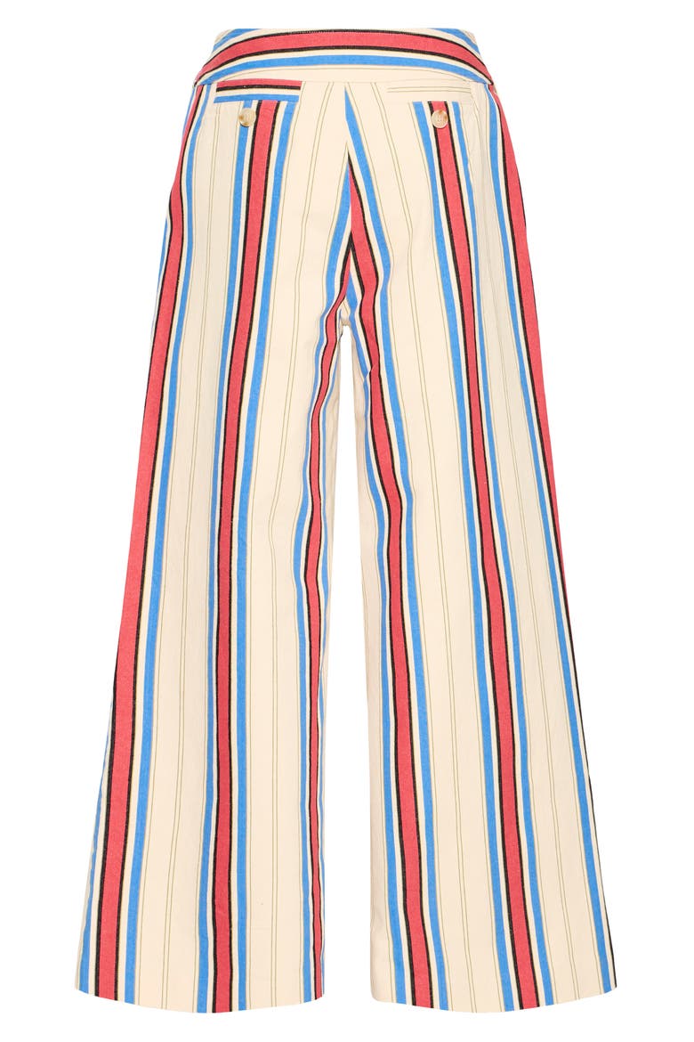 Iherina Pleated Stripe High Waist Pants, Alternate, color, BLUE AND RED STRIPE