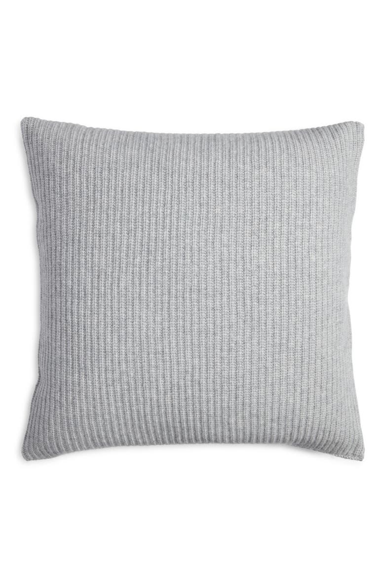 Rib Wool & Cashmere Accent Pillow, Alternate, color, GREY DOVE HEATHER