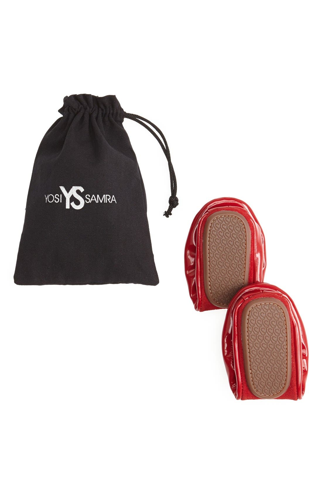 'Samara' Foldable Patent Leather Ballet Flat, Alternate, color, CHILI RED