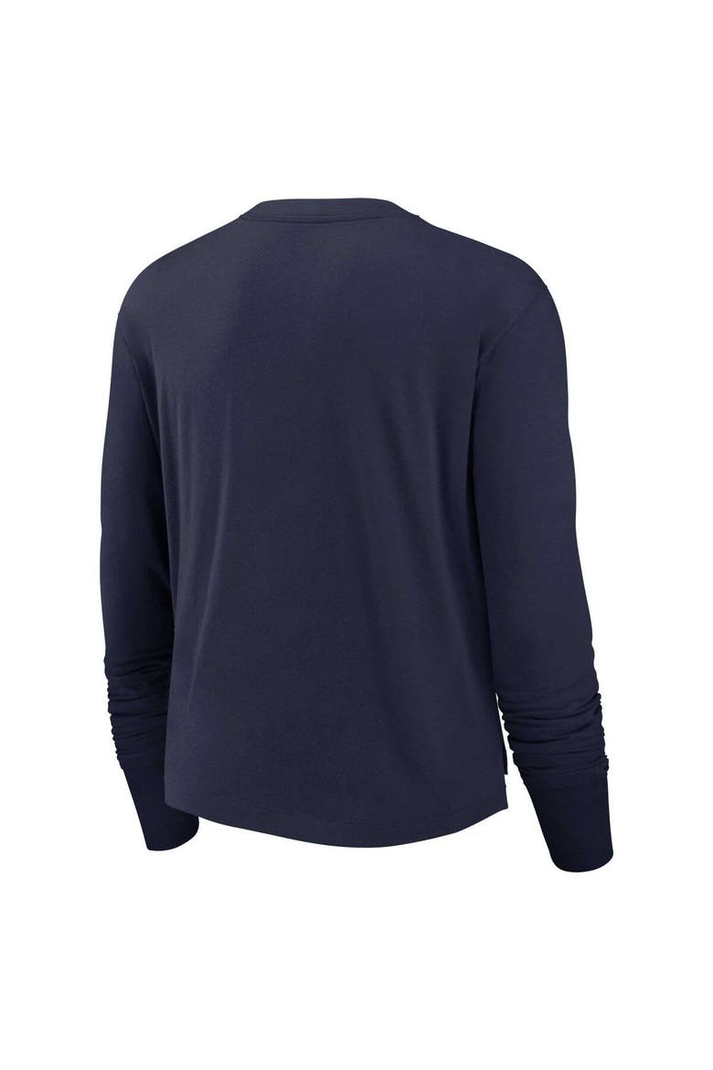 Women's Nike Navy Denver Broncos Modest Crop Performance Long Sleeve T-Shirt, Alternate, color, Navy
