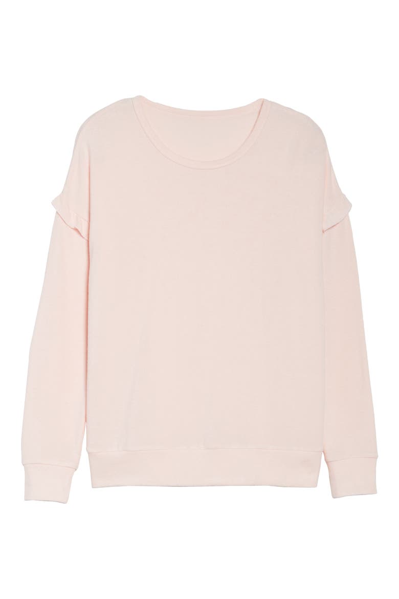 Ruffled Peachy Jersey Crewneck Top, Alternate, color, BLUSH