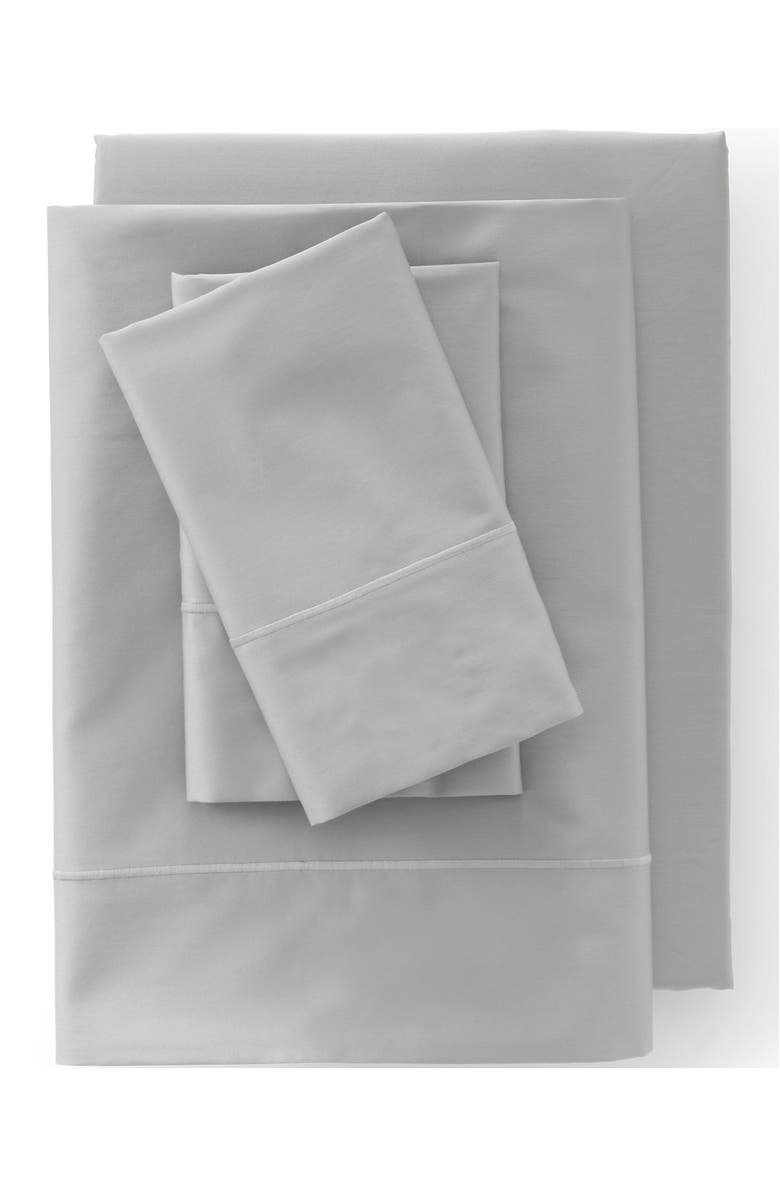 Lands' End 400 Thread Count Premium Supima Cotton No Iron Sateen Bed Sheet Set, Main, color, Light Fog