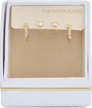 NORDSTROM RACK 2-Pack CZ Studs & Hoop Earrings Set