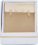 NORDSTROM RACK 2-Pack CZ Studs & Hoop Earrings Set