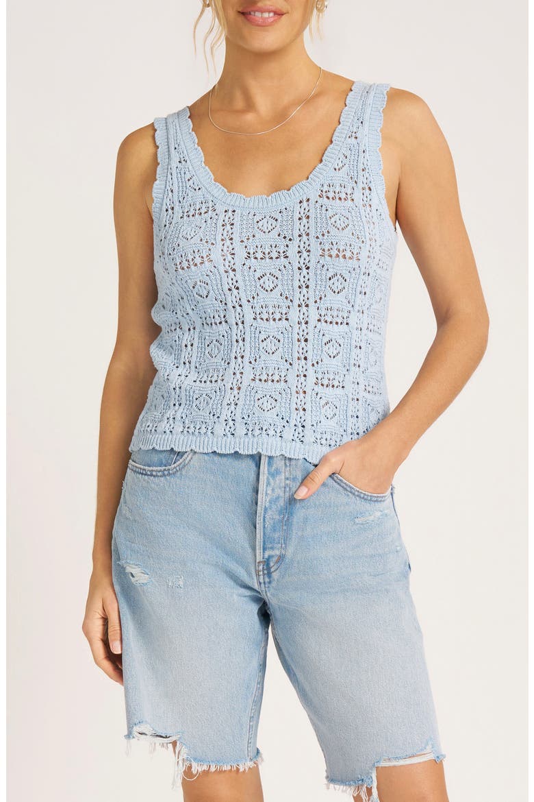 Lior Scoop Neck Crochet Tank, Alternate, color, SKY