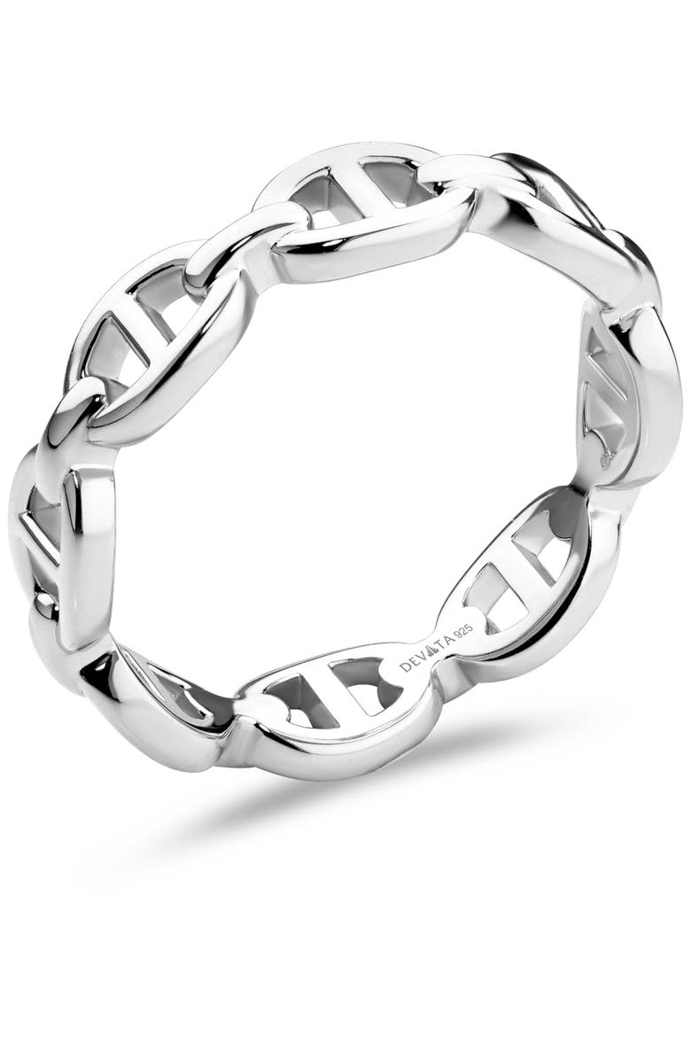 Mariner Anchor Ring in Rhodium Plated Sterling Silver, Alternate, color, Silver