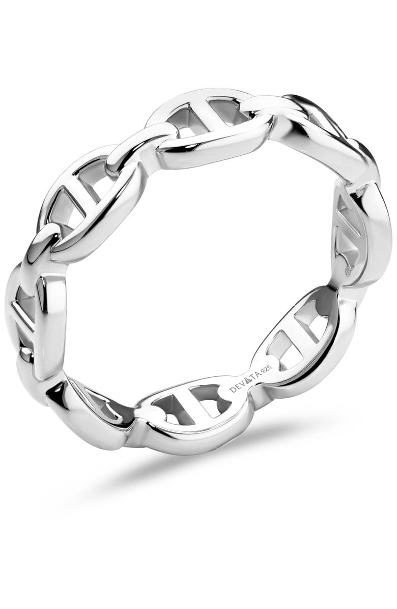 DEVATA Mariner Anchor Ring in Rhodium Plated Sterling Silver, Alternate, color, Silver
