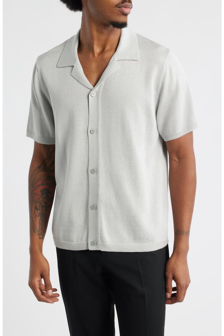 Camp Short Sleeve Button Up Sweater, Main, color, GREY VIOLET