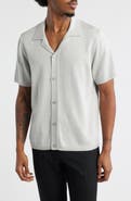 Open Edit Camp Short Sleeve Button Up Sweater