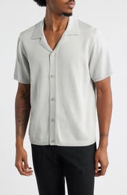 Open Edit Camp Short Sleeve Button Up Sweater