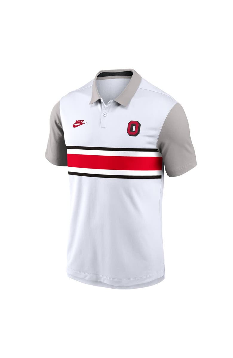Nike Men's Nike White/Gray Ohio State Buckeyes Athletic Prep Legacy Logo Vapor Performance Polo, Alternate, color, White