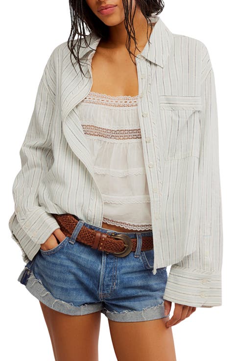 Laurel Linen Blend Button-Up Shirt