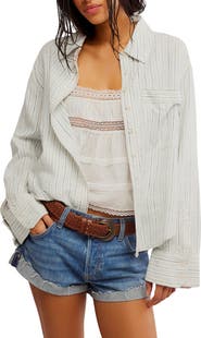 Free People Laurel Linen Blend Button-Up Shirt