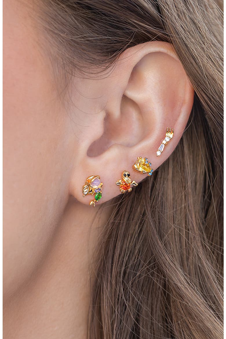 Disney Little Mermaid Stud Earrings Set, Alternate, color, GOLD